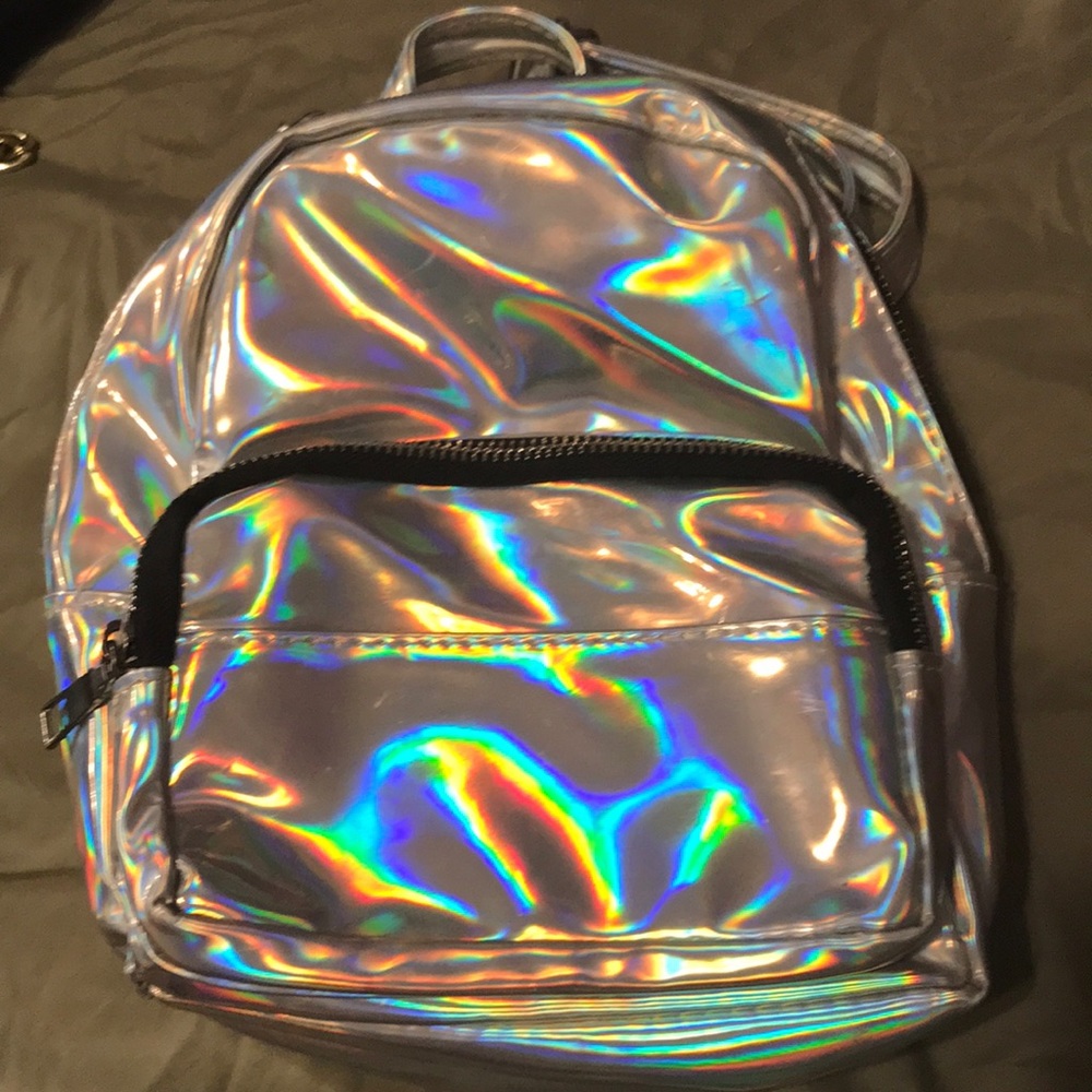 Leather Holographic Mini Backpack